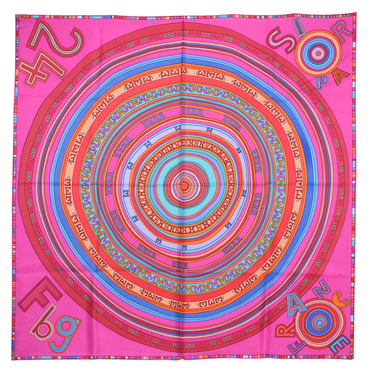 Hermes Fuchsia Silk Tohu Bohu Scarf 90