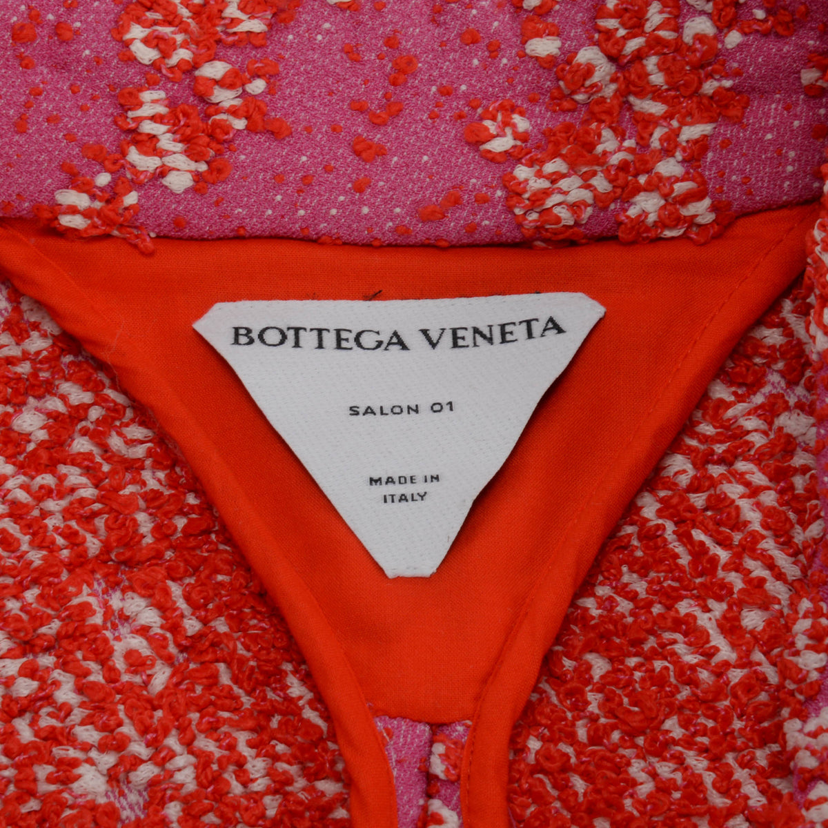 Bottega Veneta Bubblegum & Tomato Boucle Cropped Jacket IT 36