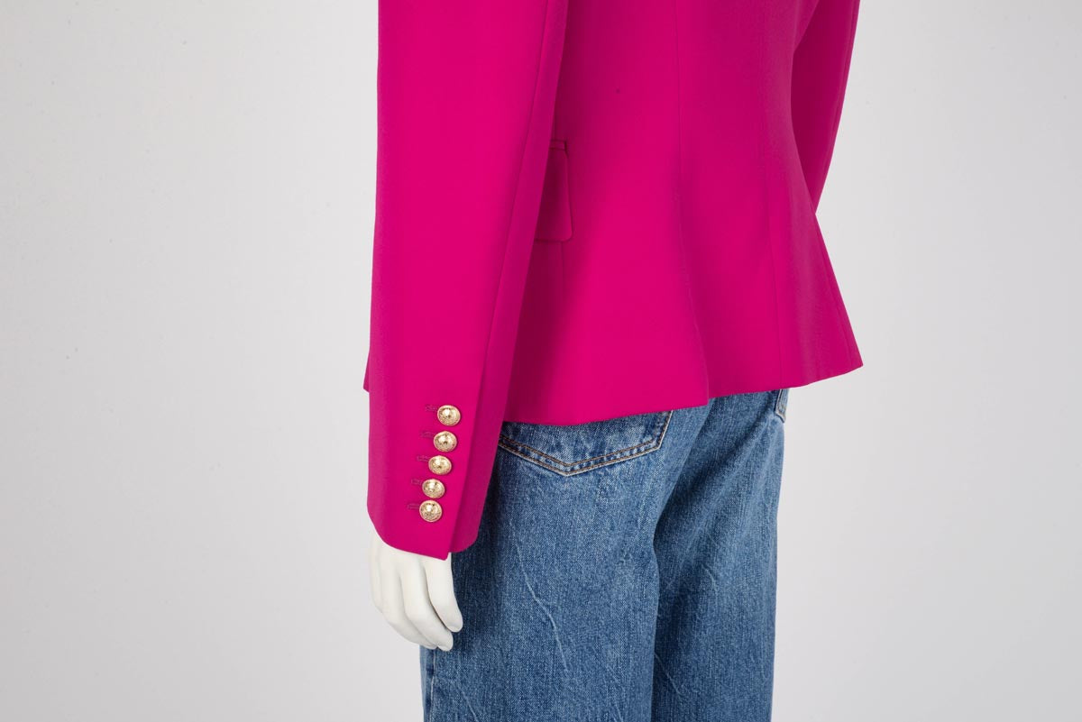 Balmain Magenta Wool Double Breasted Blazer FR 46