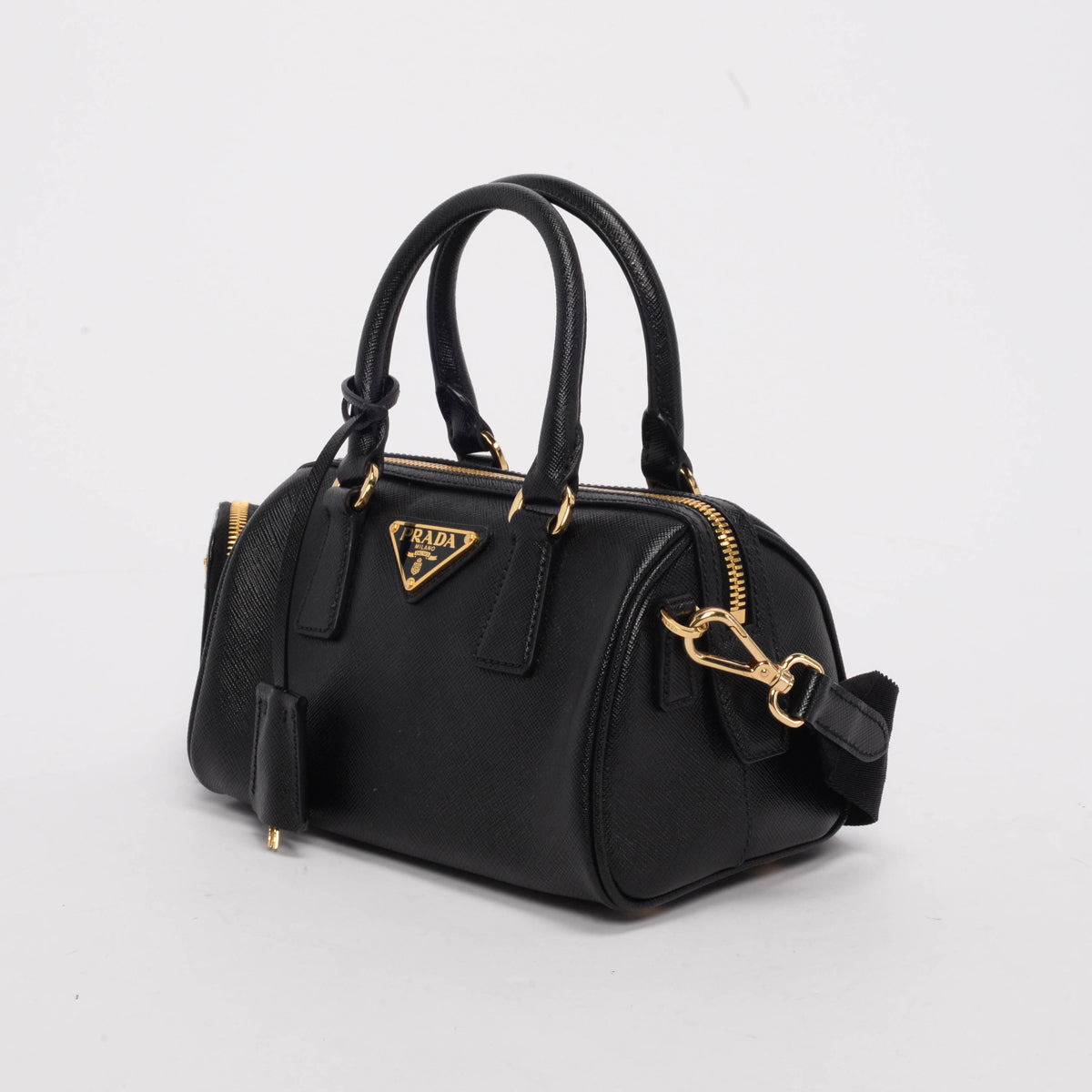 Prada Black Saffiano Mini Boston Bag