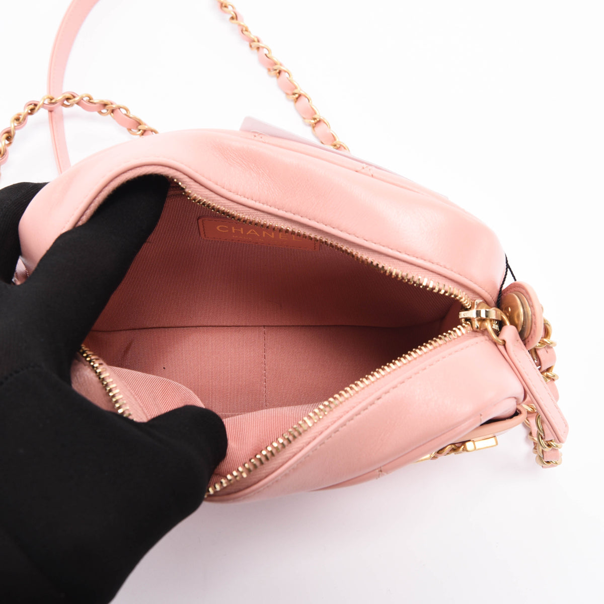 Chanel Pink Quilted Calfskin Enchained Camera Bag