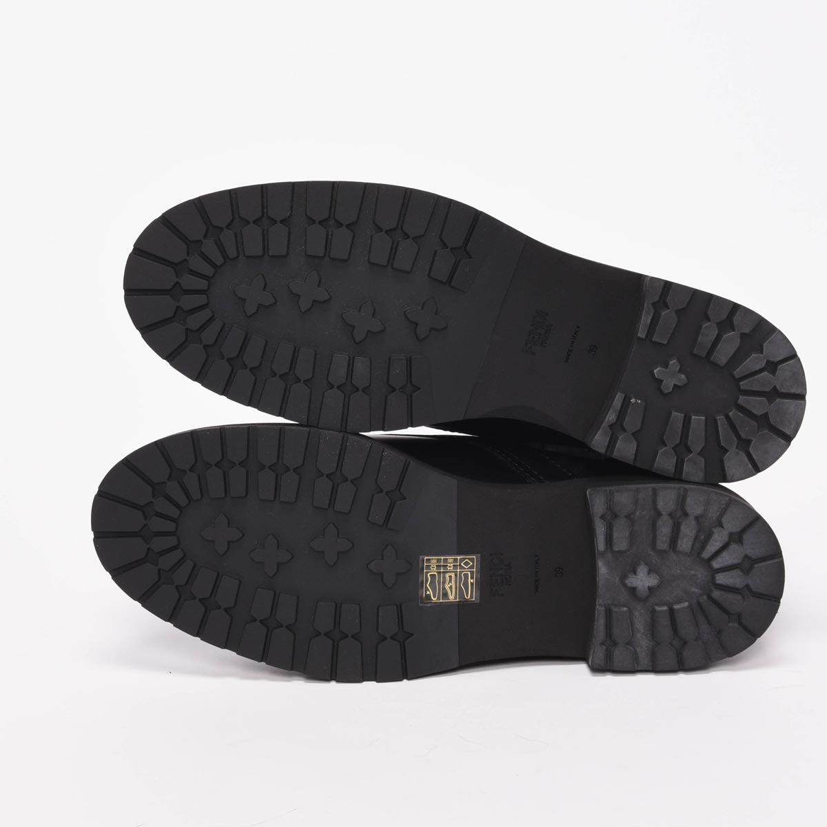 Fendi Black Calfskin Rockoko Biker Boots 39