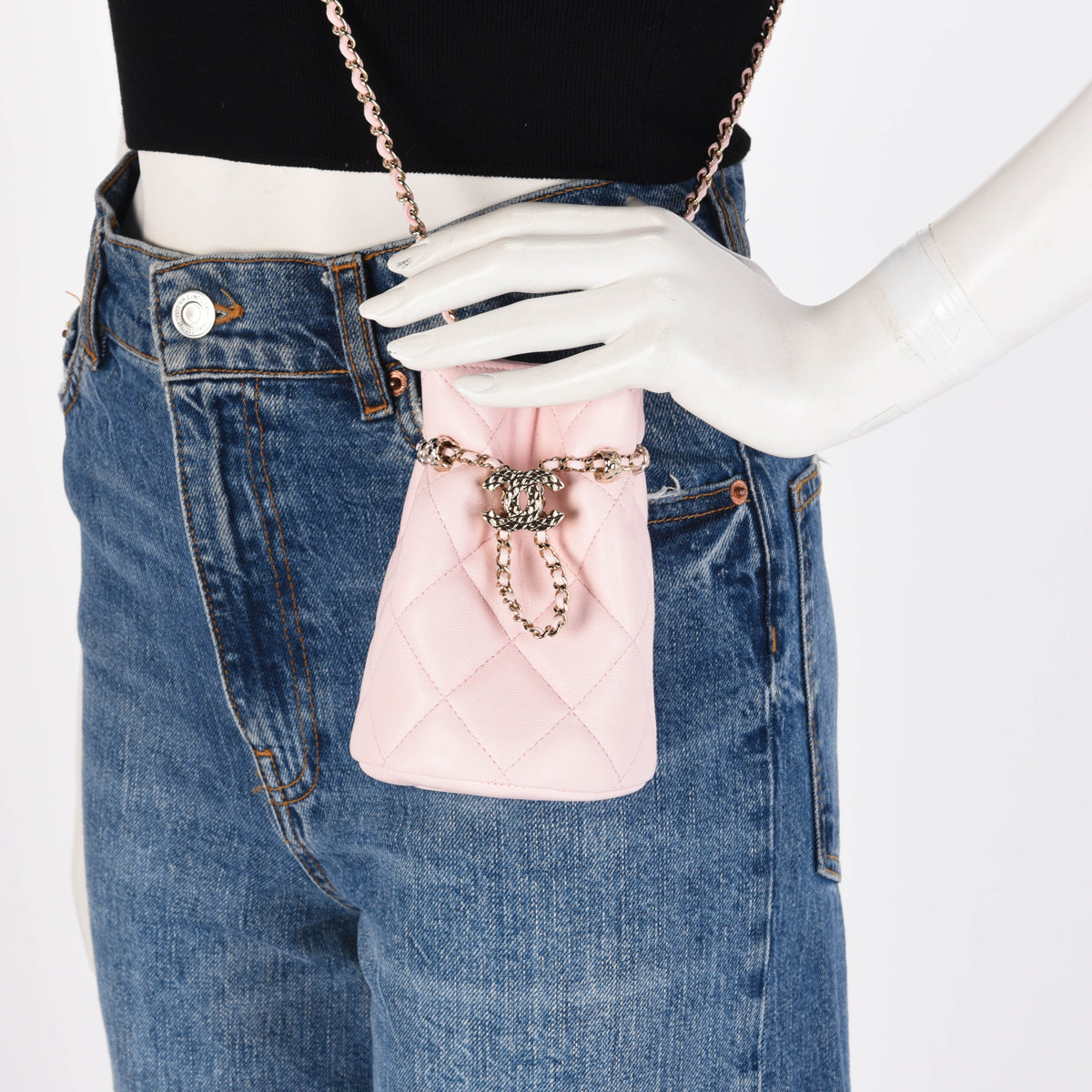 Chanel Light Pink Quilted Calfskin Nano CC Bucket Bag