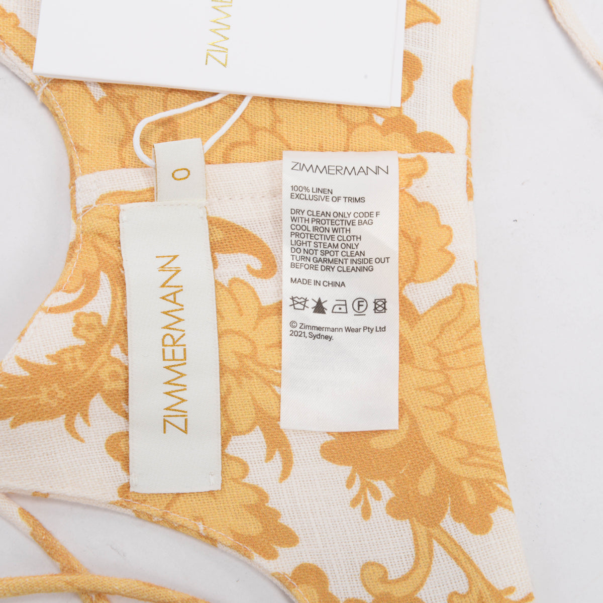 Zimmermann Yellow Floral Linen Postcard Bustier Top 0