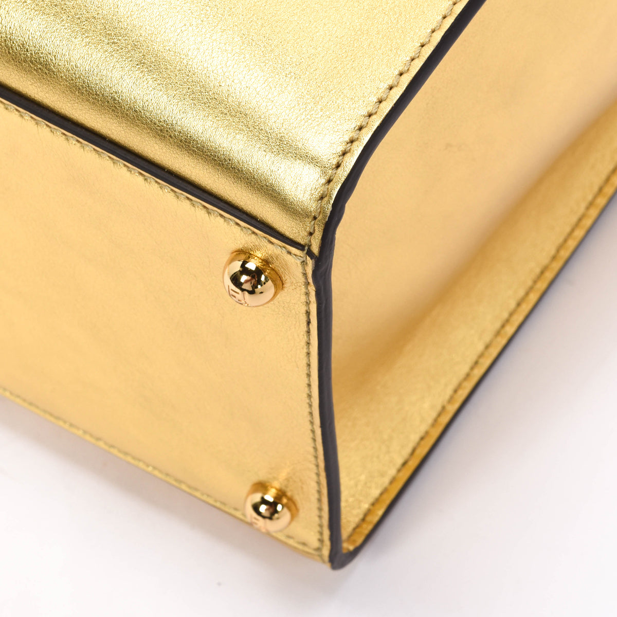 Fendi Gold Metallic Leather Medium Sunshine Tote