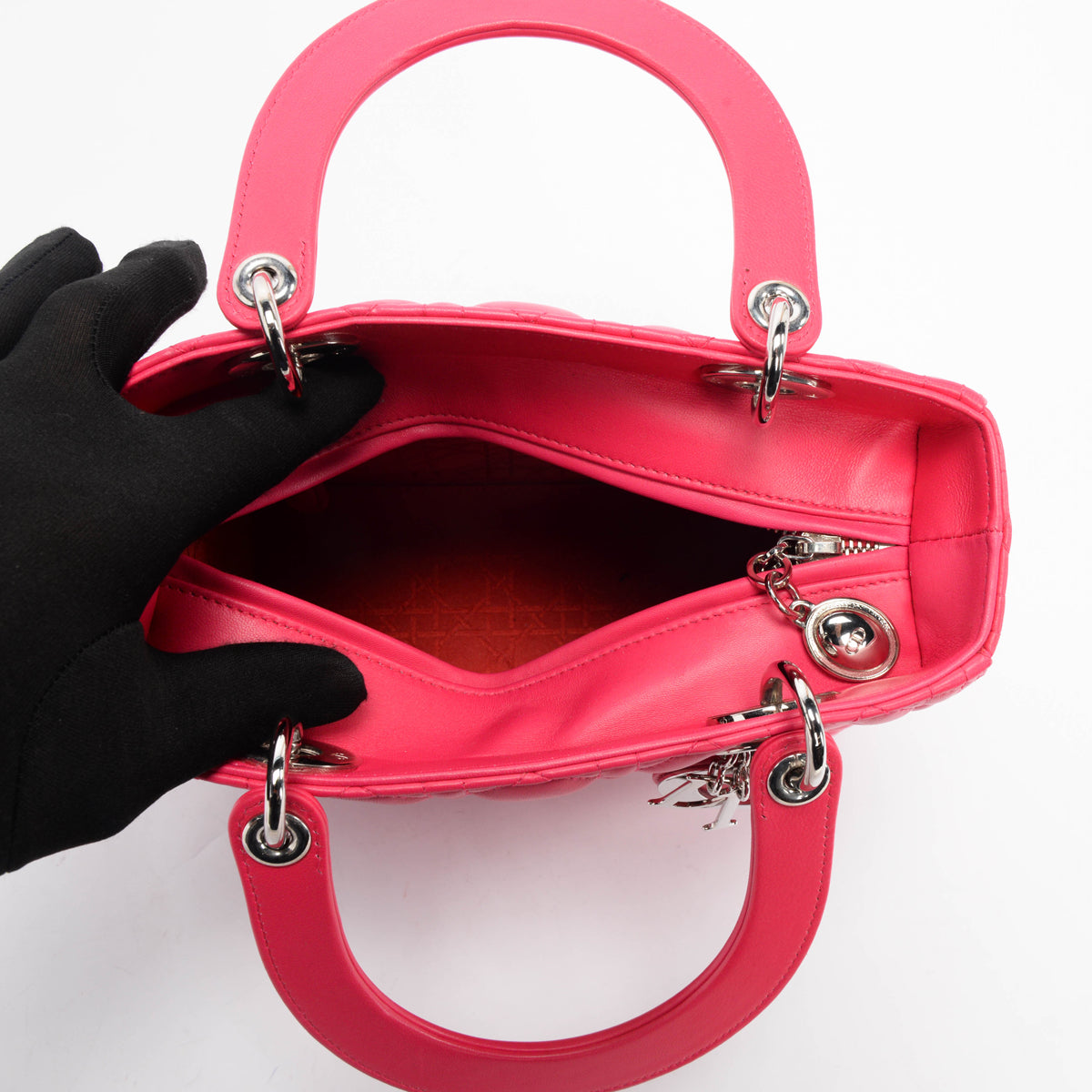 Dior Hot Pink Cannage Lambskin Medium Lady Dior Bag