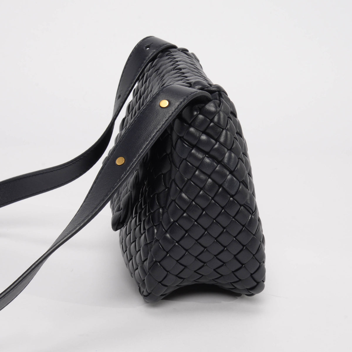 Bottega Veneta Navy Intrecciato Small Cobble Bag