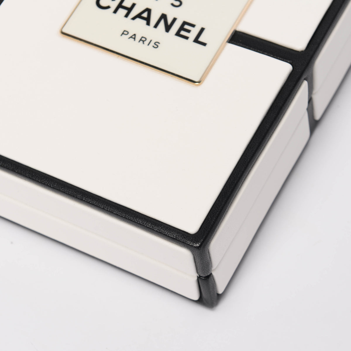 Chanel White Leather No. 5 Parfum Box Minaudiere