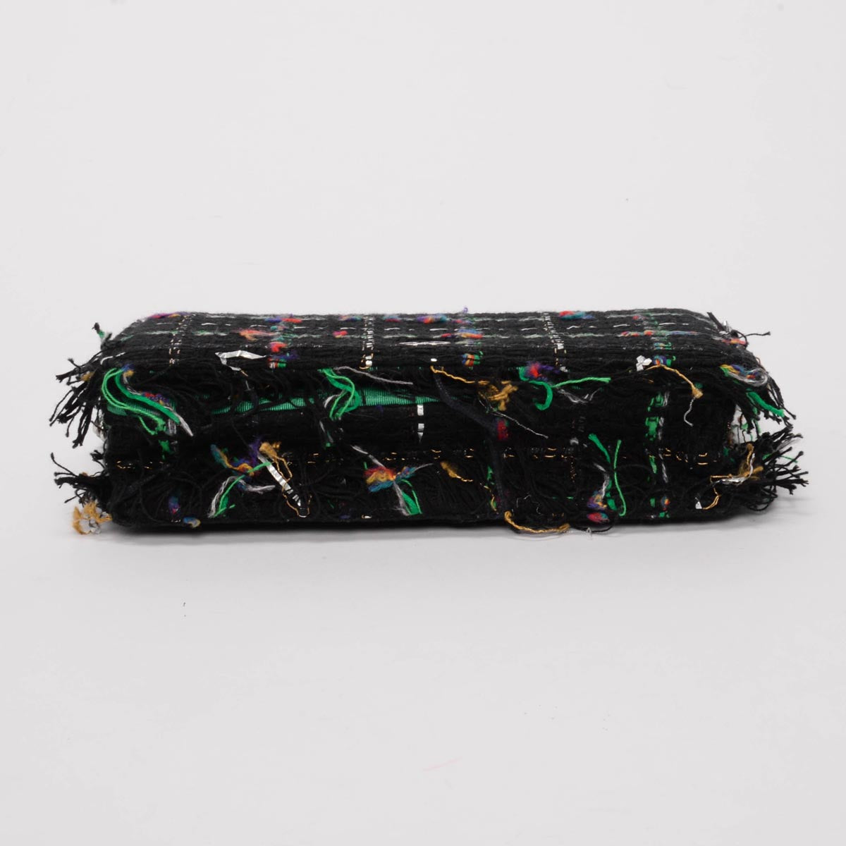 Chanel Black & Green Tweed Frayed Robot Wallet on Chain