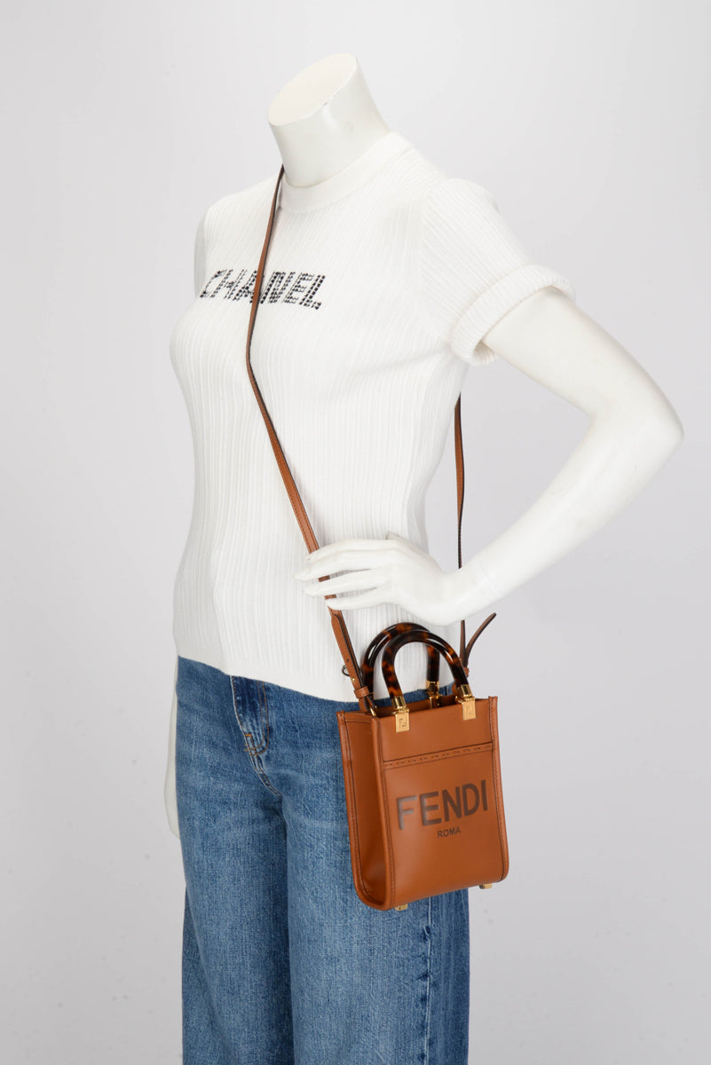 Fendi Brown Roma Calfskin Mini Sunshine Shopper