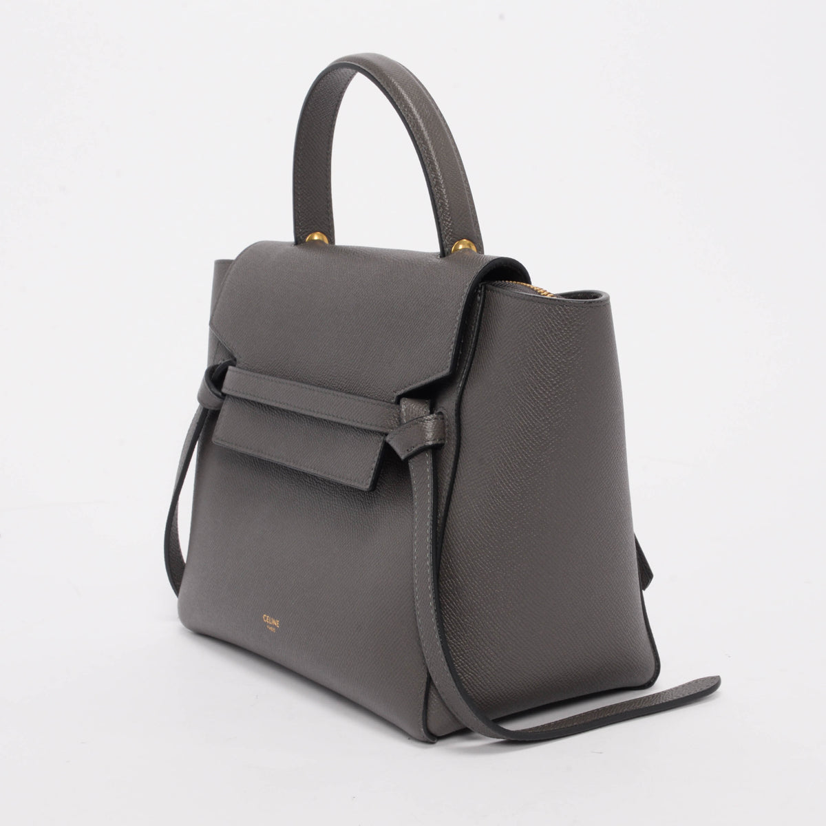 Celine Anthracite Grained Calfskin Micro Belt Bag