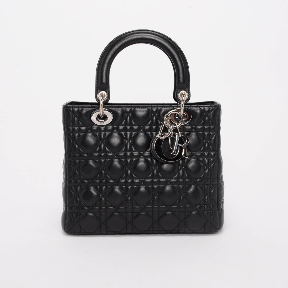 Dior Black Lambskin Cannage Medium Lady Dior Bag