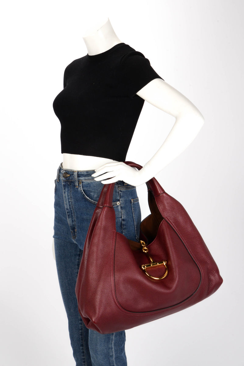 Gucci Rosso Ancora Grained Calfskin Softbit Maxi Shoulder Bag