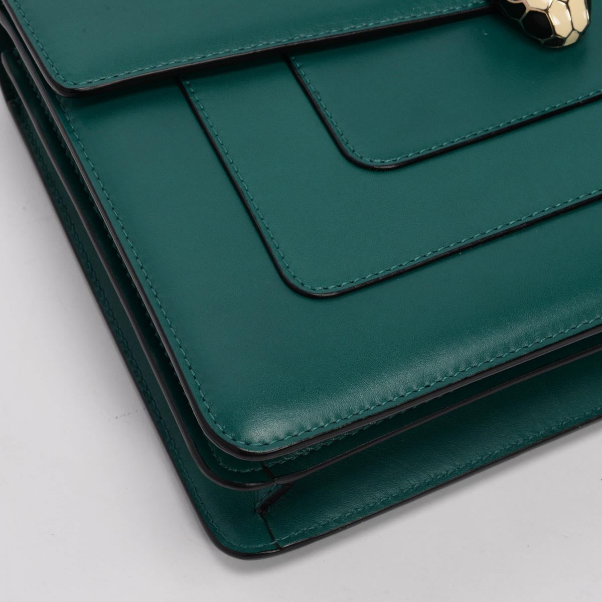 Bulgari Emerald Calfskin Medium Serpenti Forever Bag