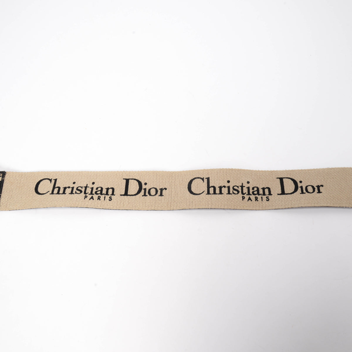 Dior Black Embroidered Canvas Logo Bag Strap