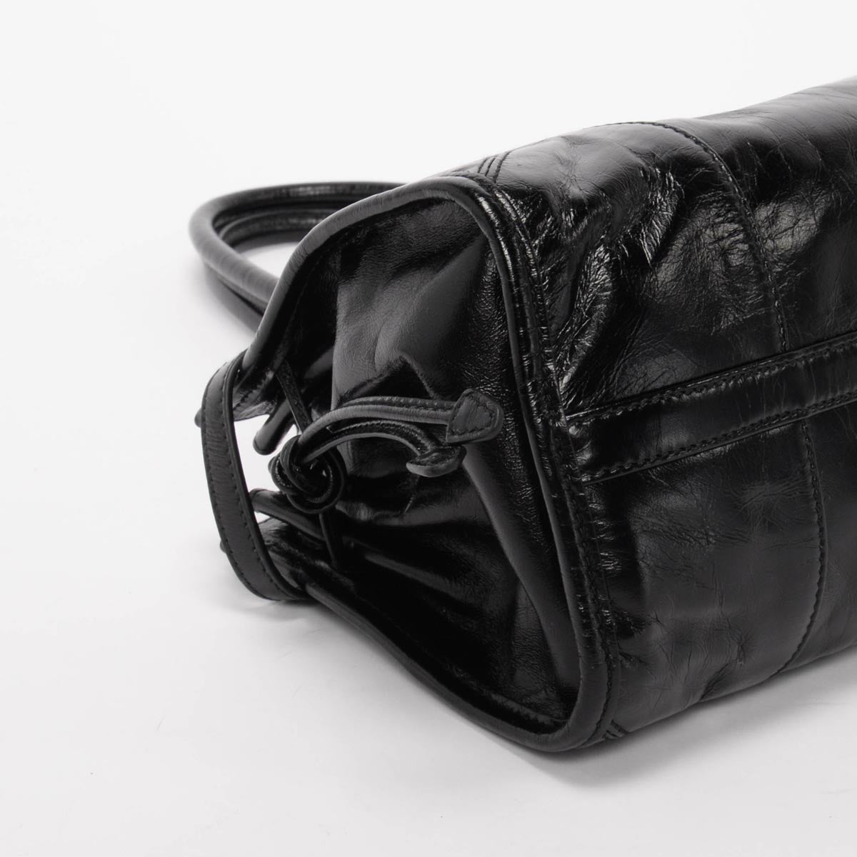 Prada Black Glossy Leather Medium Bonnie Bag