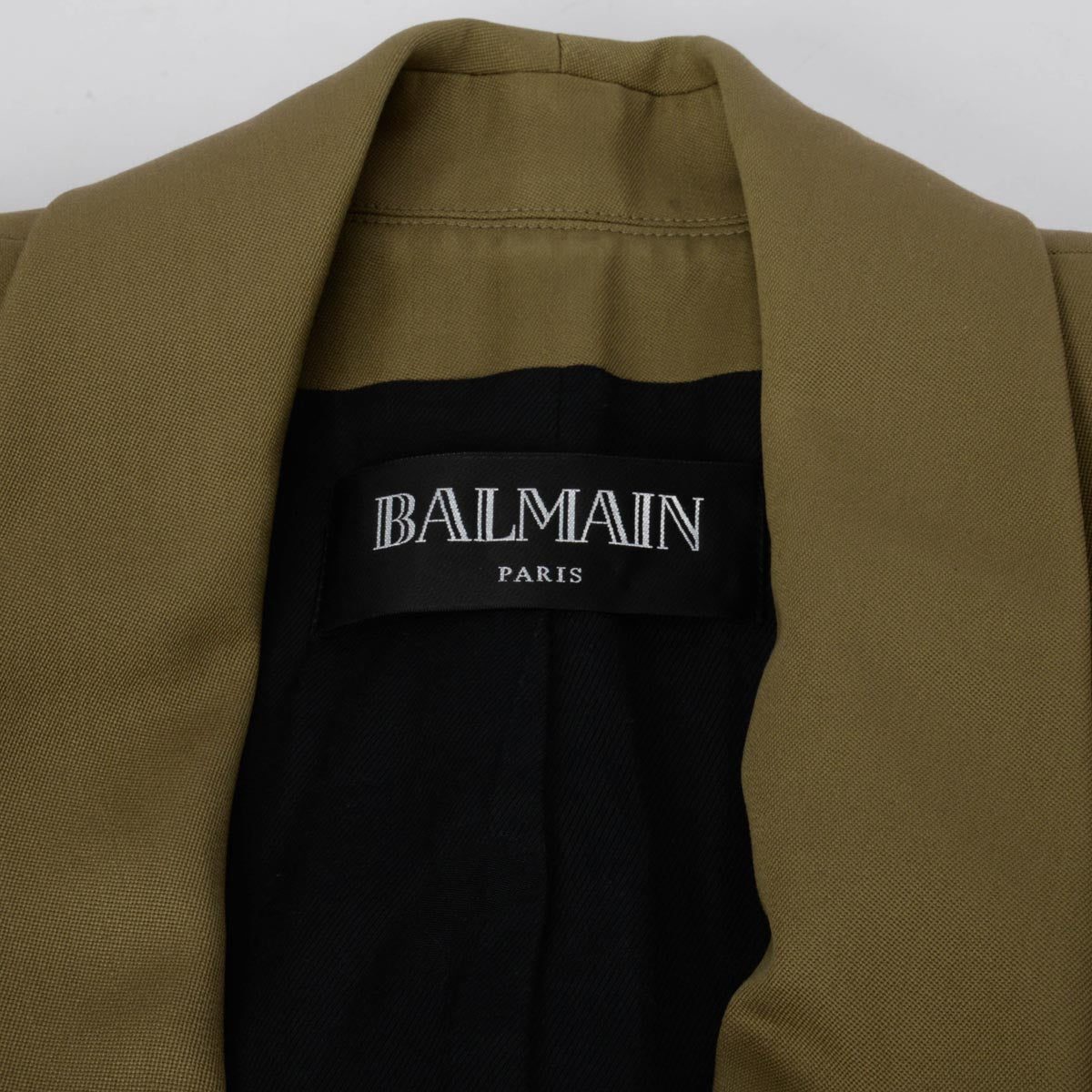 Balmain Olive Wool Twill DB Blazer Jacket FR 38