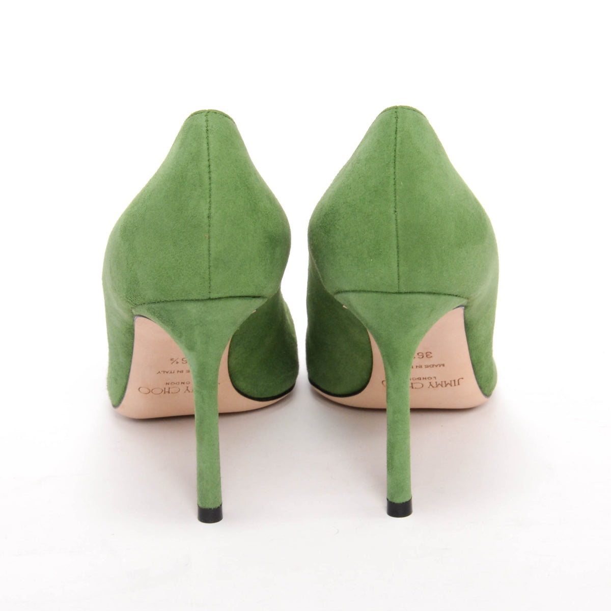 Jimmy Choo Apple Green Suede Romy 85 Pumps 36.5