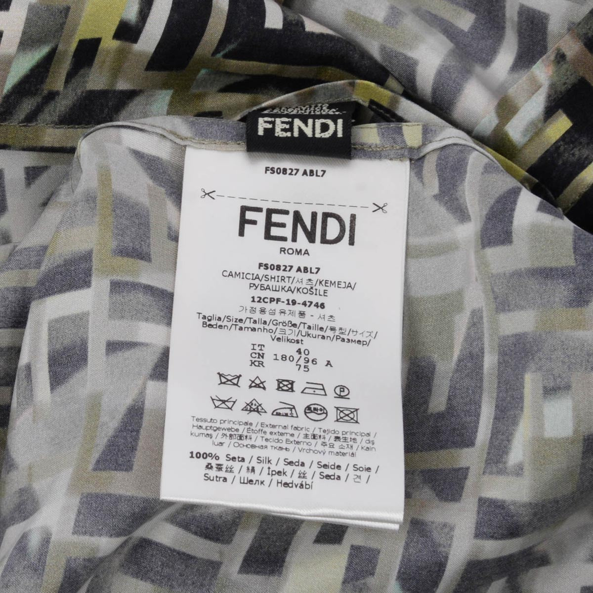 Fendi Camouflage Printed Silk FF Shirt Dress IT 40
