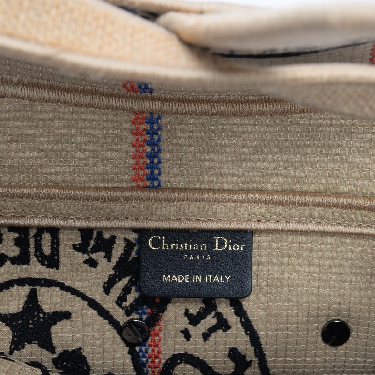 Dior Beige Woven Raffia Embroidered Saddle Bag