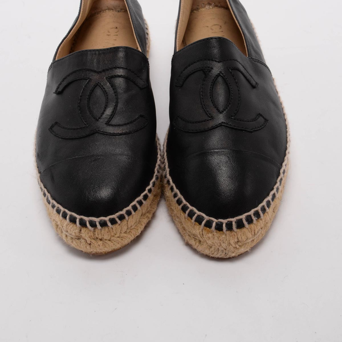 Chanel Black Lambskin CC Espadrilles 38