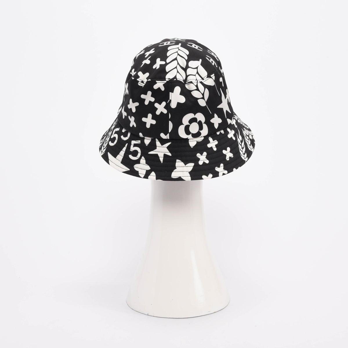 Chanel Black & White Printed Cotton Bucket Hat