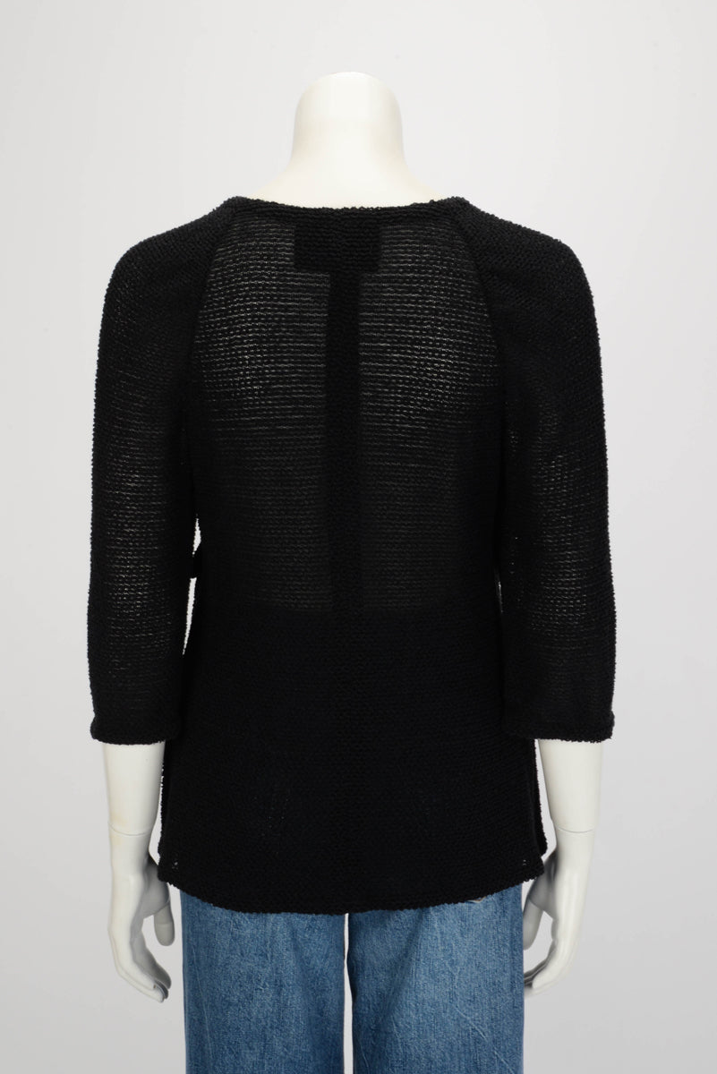 Chanel Black Knit Cardigan Jacket FR 40