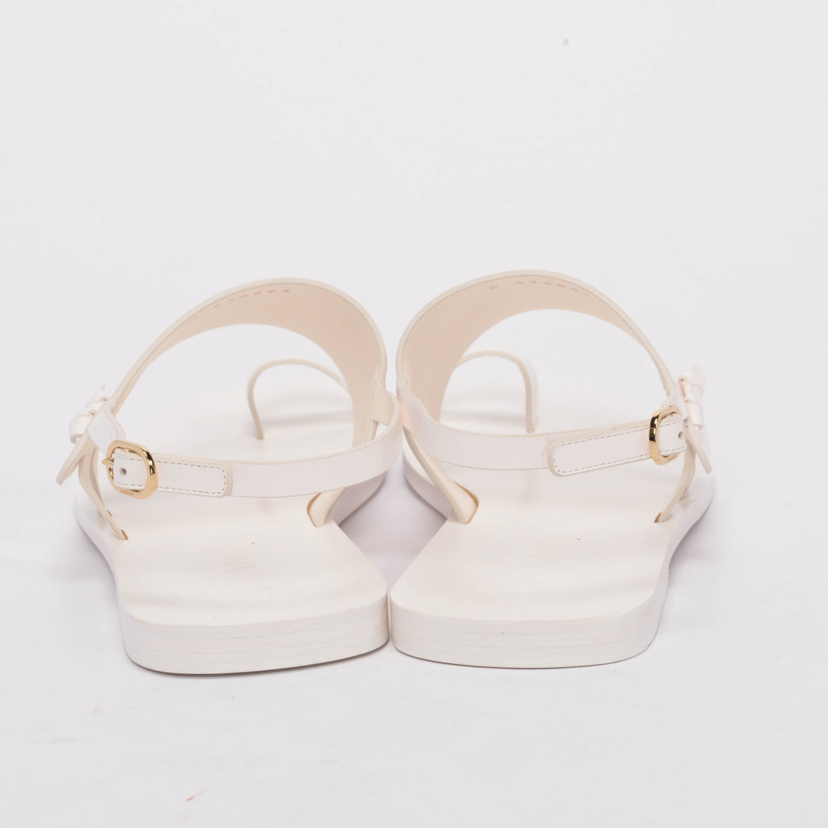 Chanel White & Gold Leather CC Strap Sandals 40