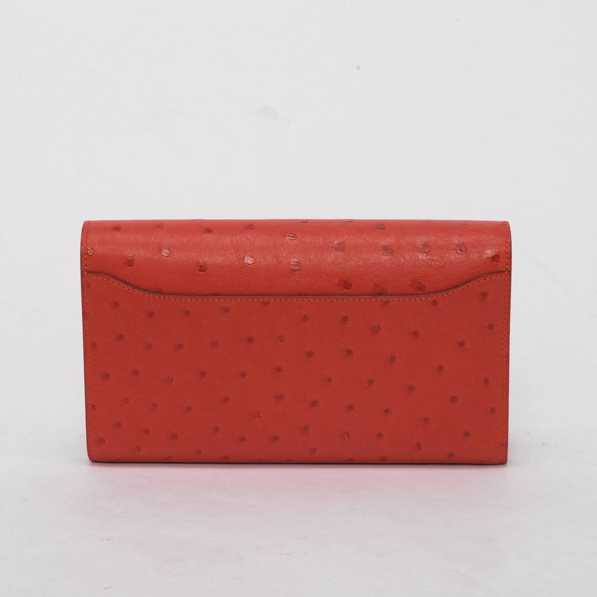 Hermes Rouge Vif Ostrich Constance Long Wallet