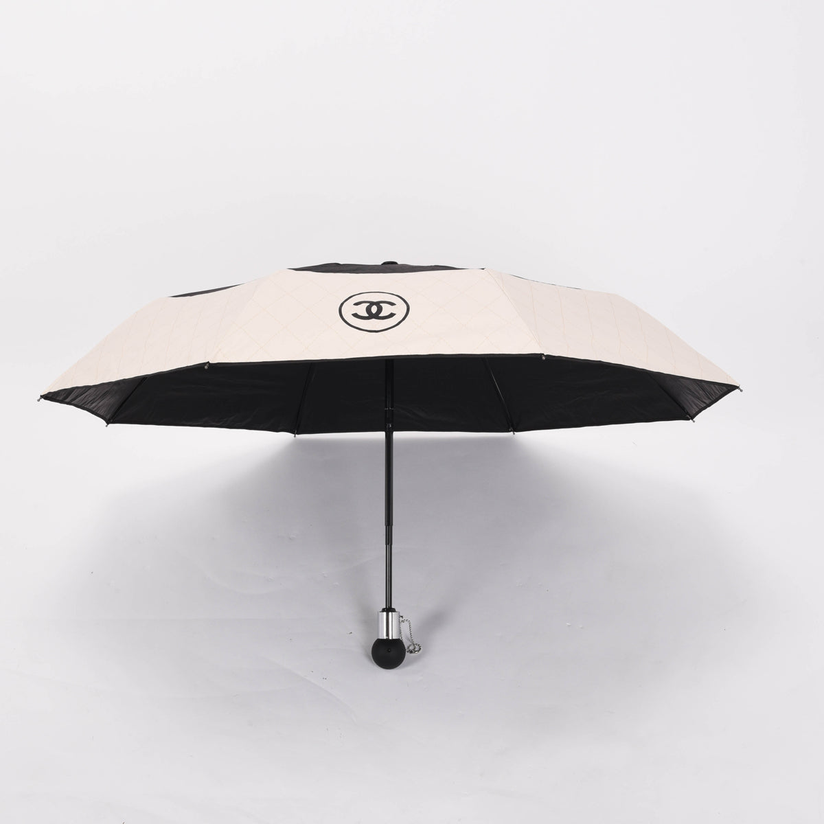 Chanel Beige & Black Nylon CC Logo Umbrella