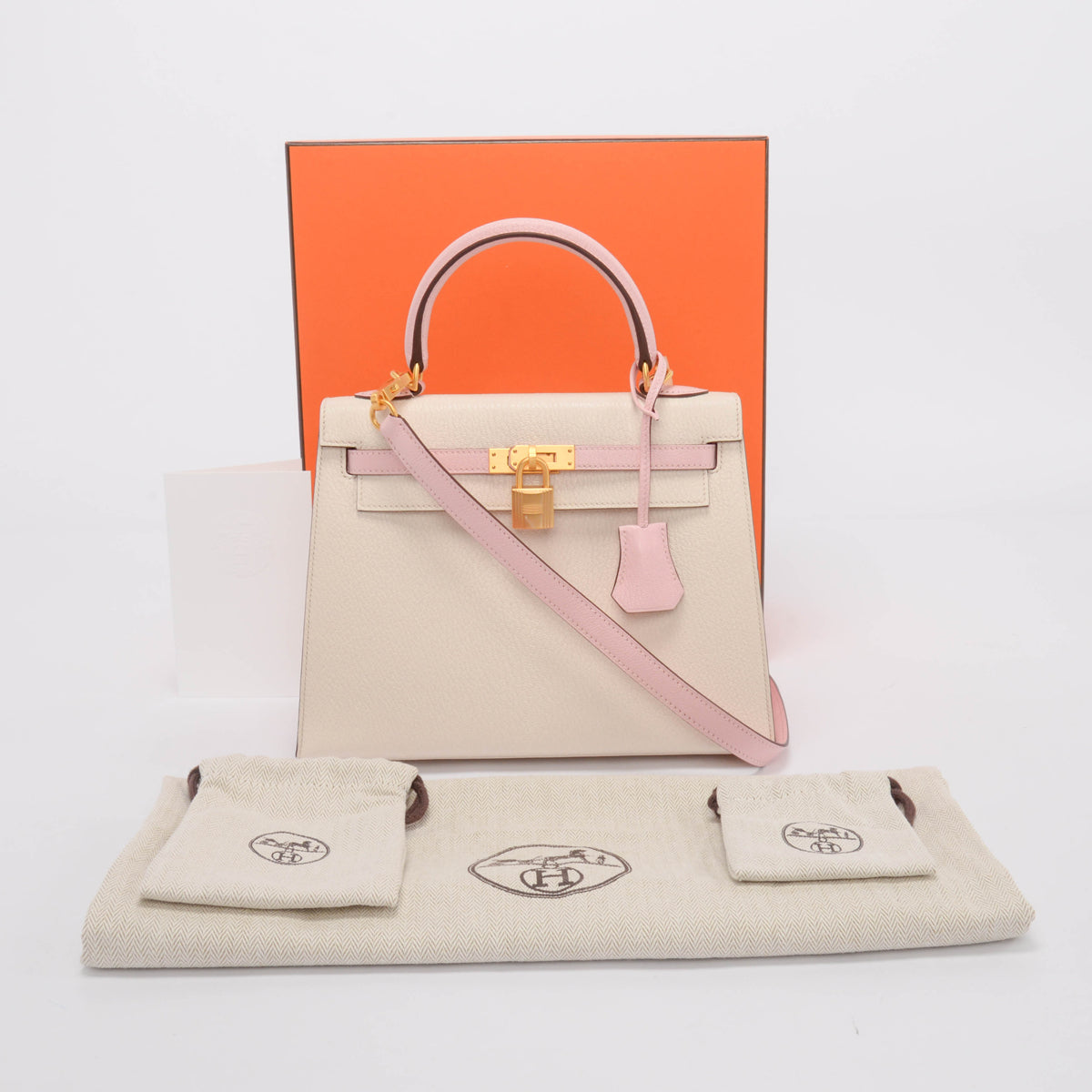 Hermes HSS Craie & Rose Sakura Chevre Mysore Kelly 25