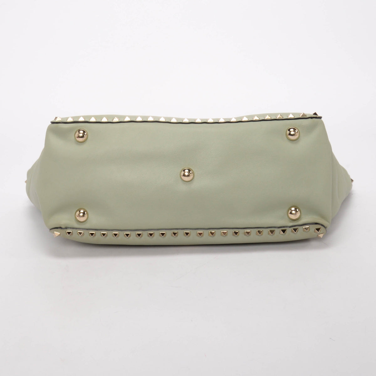 Valentino Mint Green Calfskin Medium Rockstud Trapeze Tote