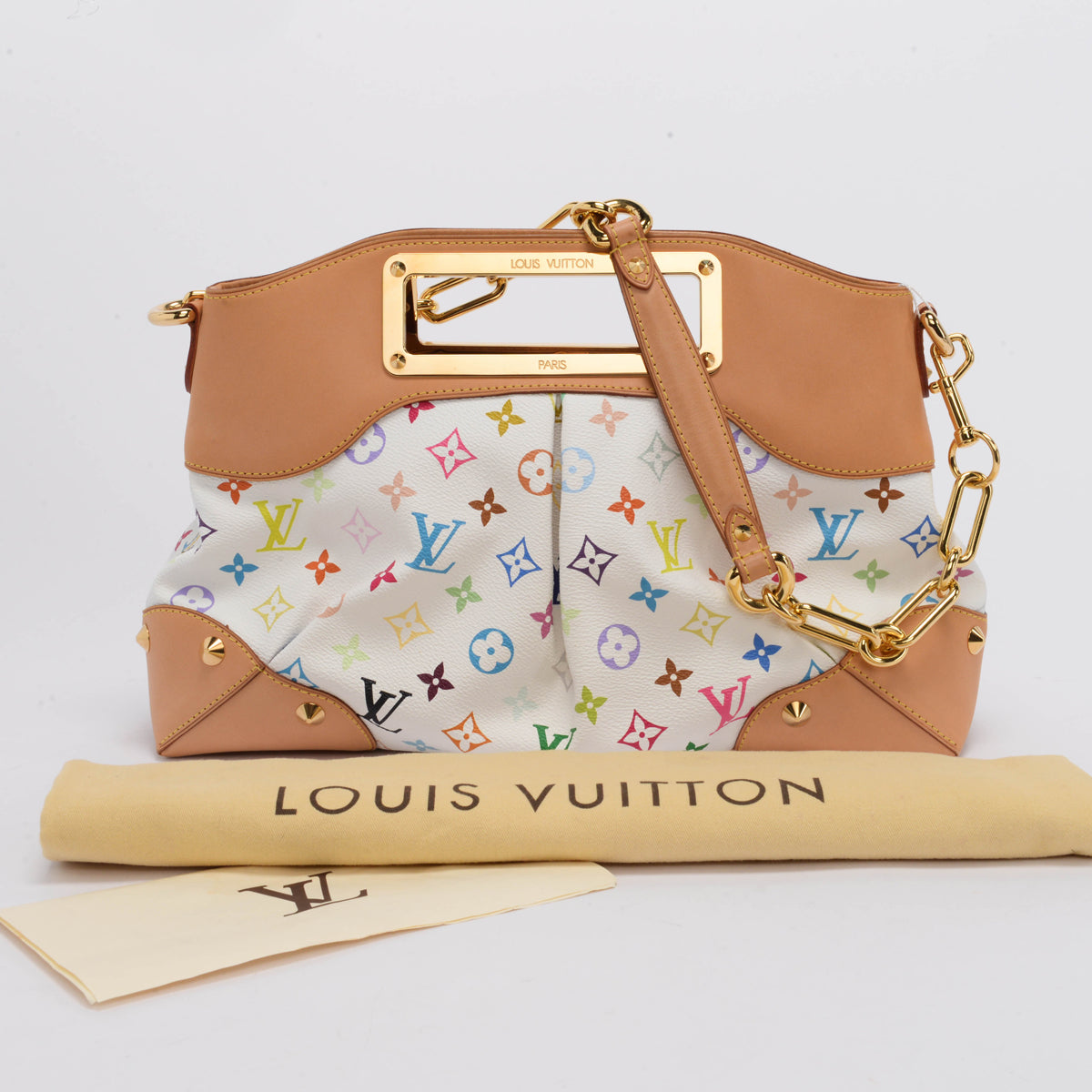 Louis Vuitton White Monogram Multicolore Judy MM Clutch