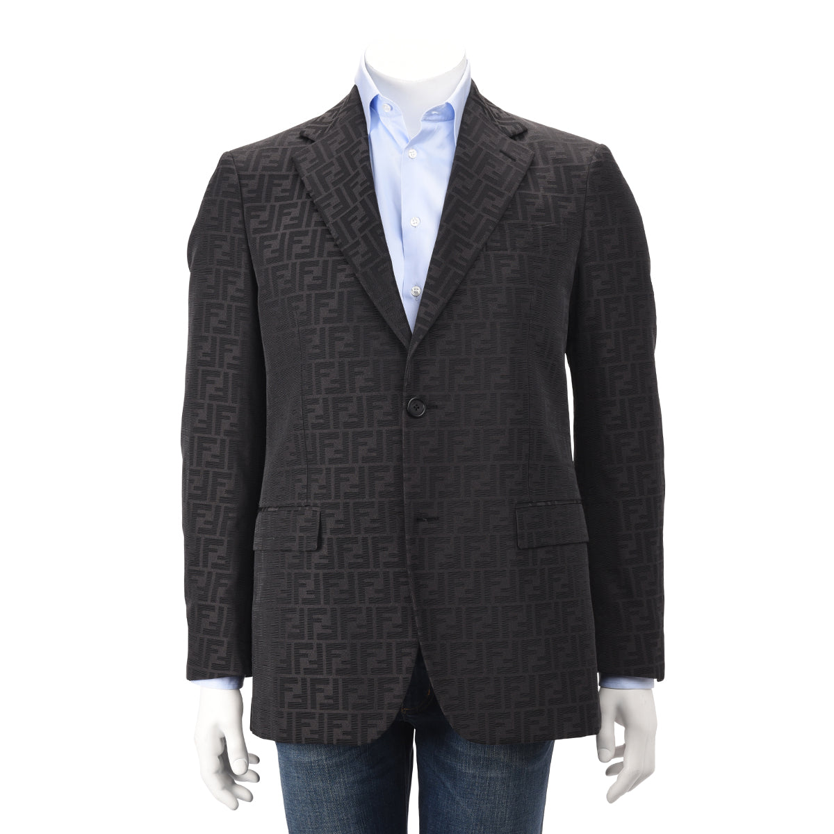 Fendi Charcoal FF Jacquard Blazer 50