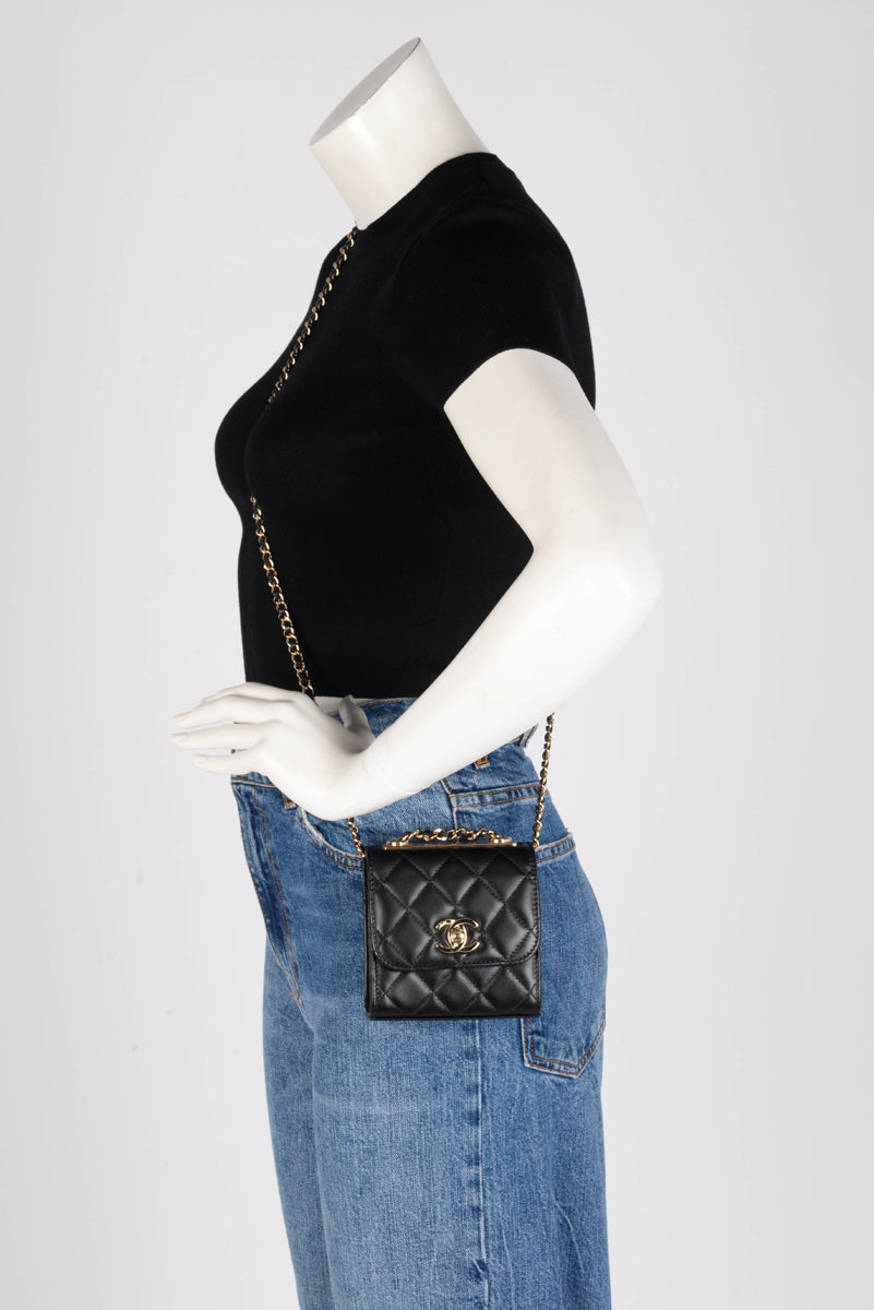Chanel Black Quilted Lambskin Trendy CC Mini Chain Wallet