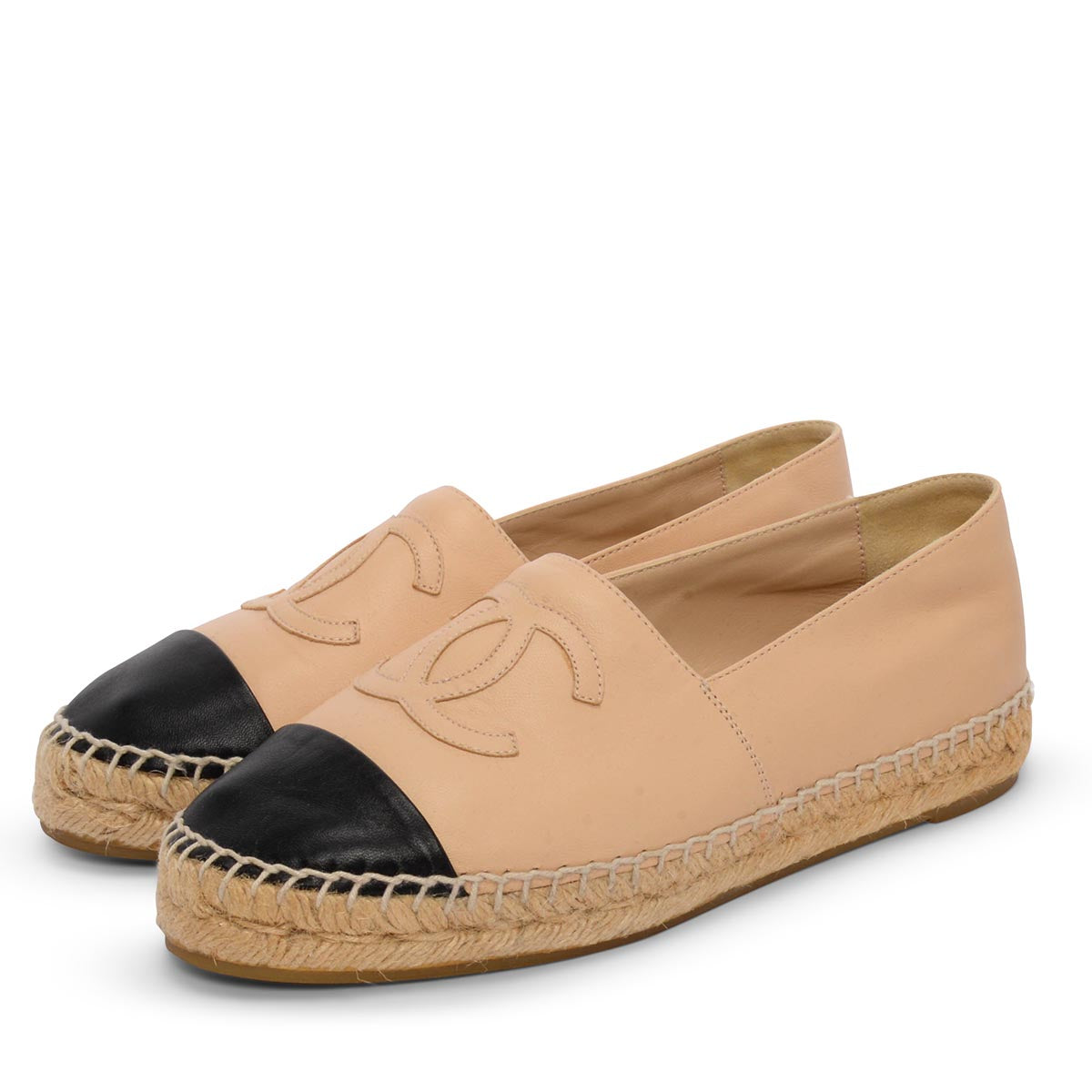 Chanel Beige Lambskin CC Espadrilles 37