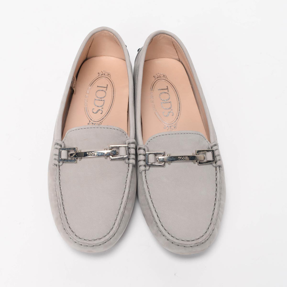 Tod's Grey Suede Gommini Moccasin Flats