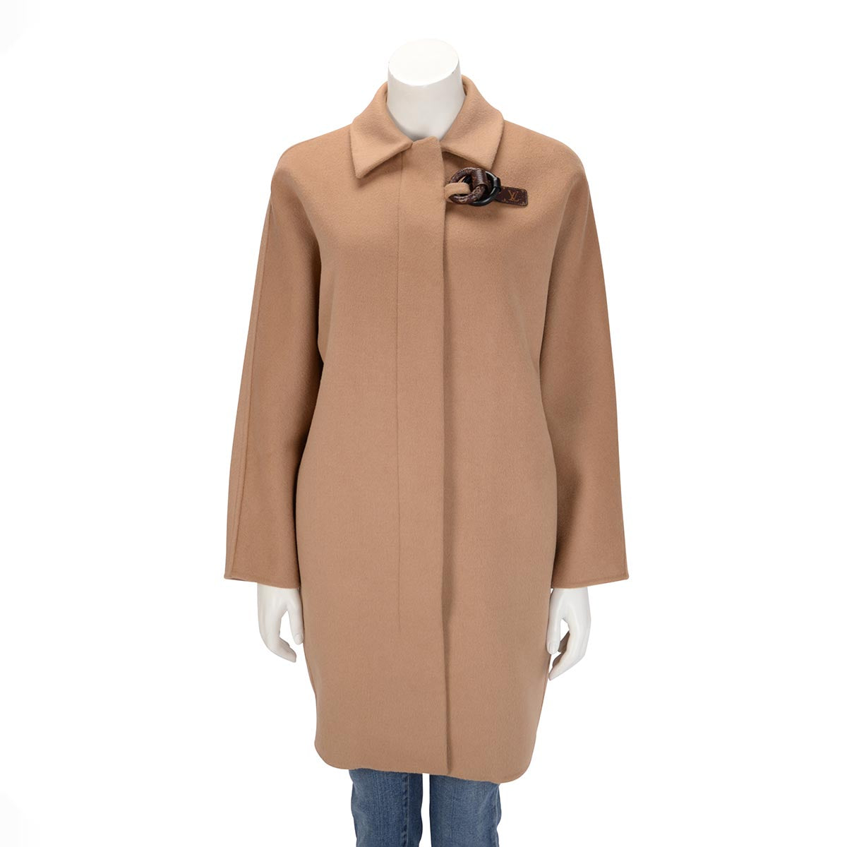 Louis Vuitton Camel Wool & Angora Monogram Detail Coat FR 34