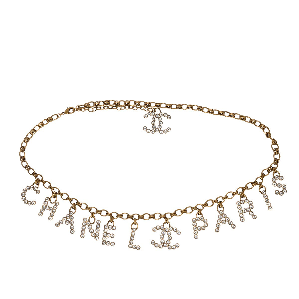 Chanel Aged Gold Crystal CHANEL PARIS CC Chain Belt