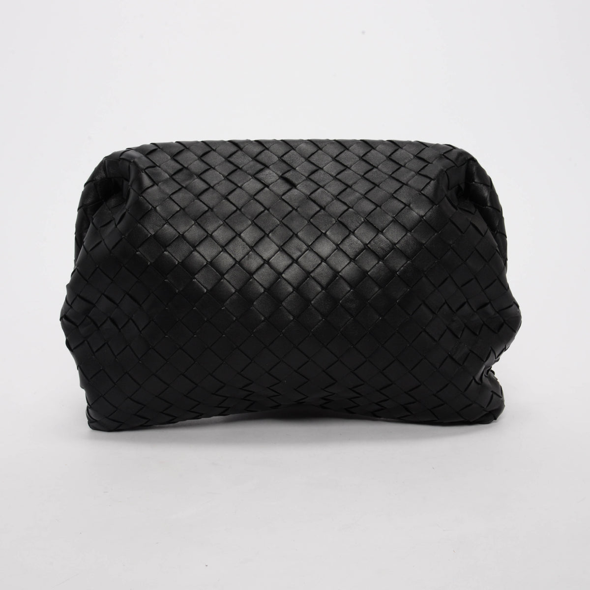 Bottega Veneta Black Intrecciato Lambskin Clasp Clutch