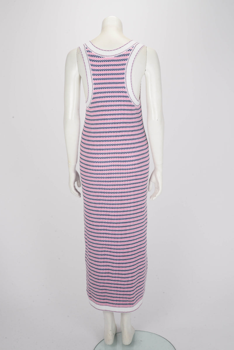 Chanel Pink Striped Knit CC Tank Dress FR 42