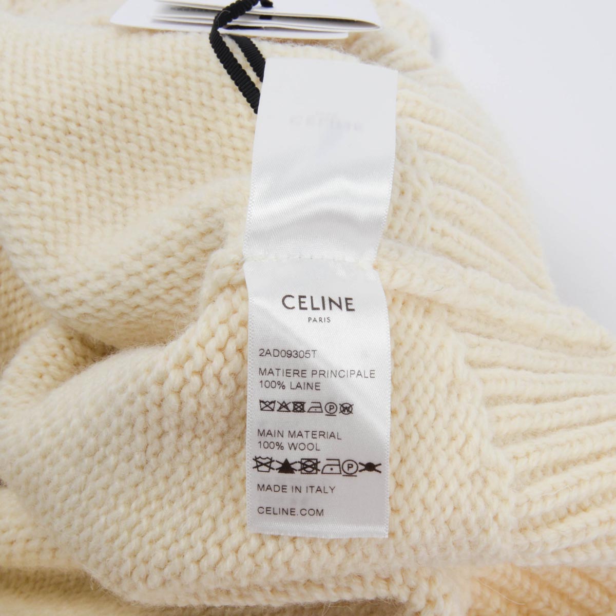 Celine Ecru Wool Knit Triomphe Sweater M