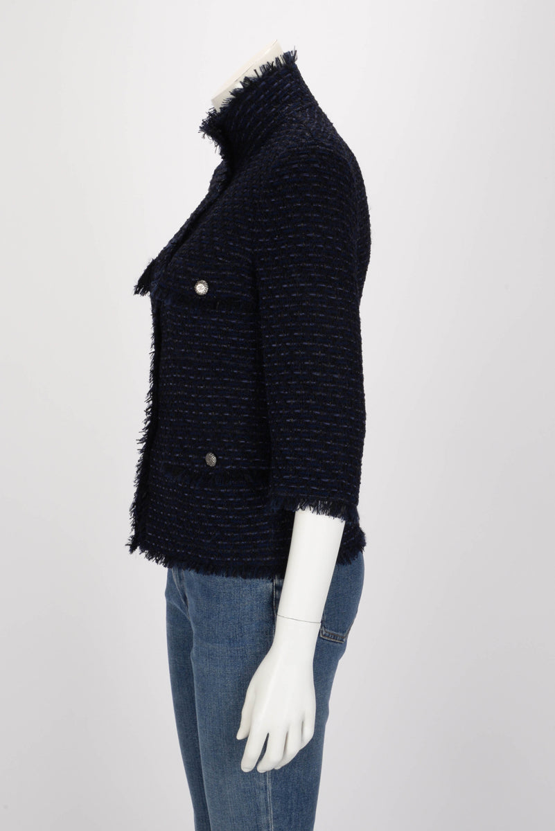 Chanel Navy Fantasy Tweed Four Pocket Jacket FR 38