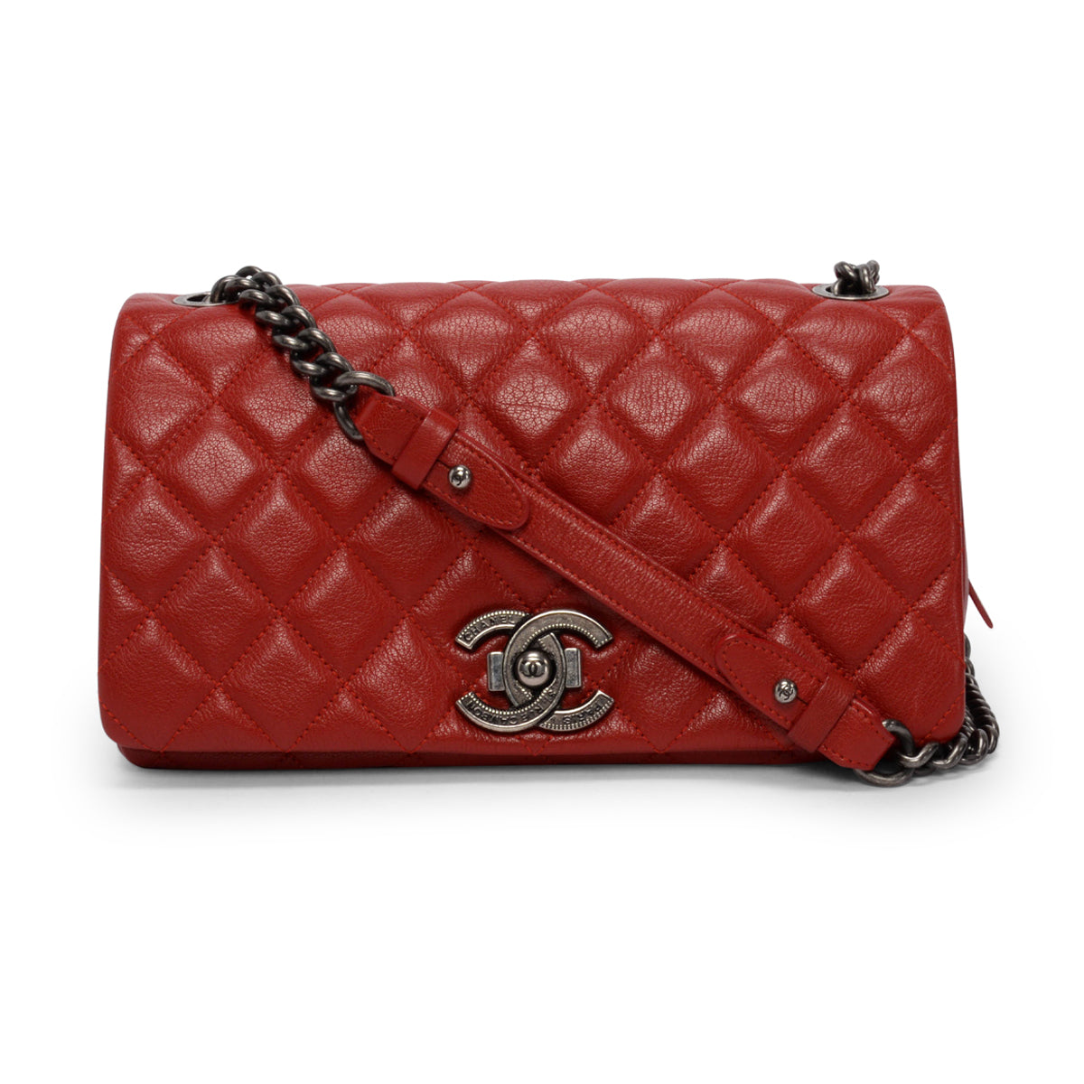 Chanel Red Quilted Goatskin City Rock Flap Bag