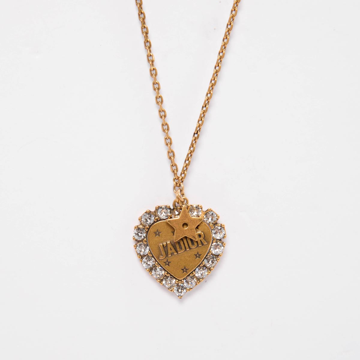 Dior Aged Gold Tone Metal J'Adior Double Heart Long Necklace