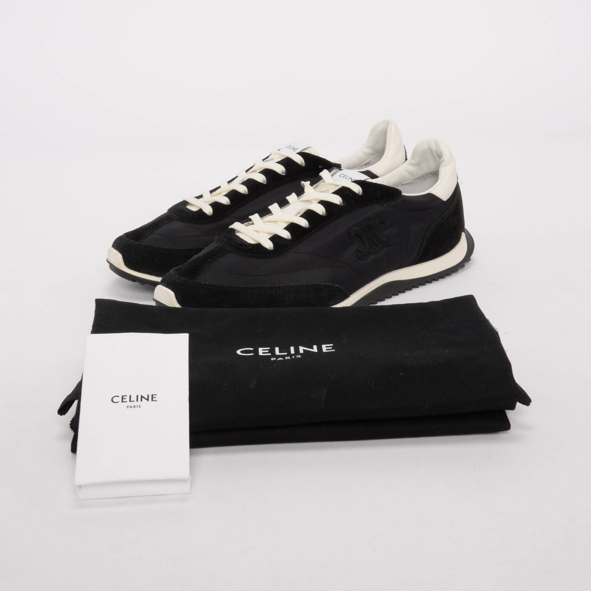 Celine Black Suede & Nylon Racer Sneakers 40
