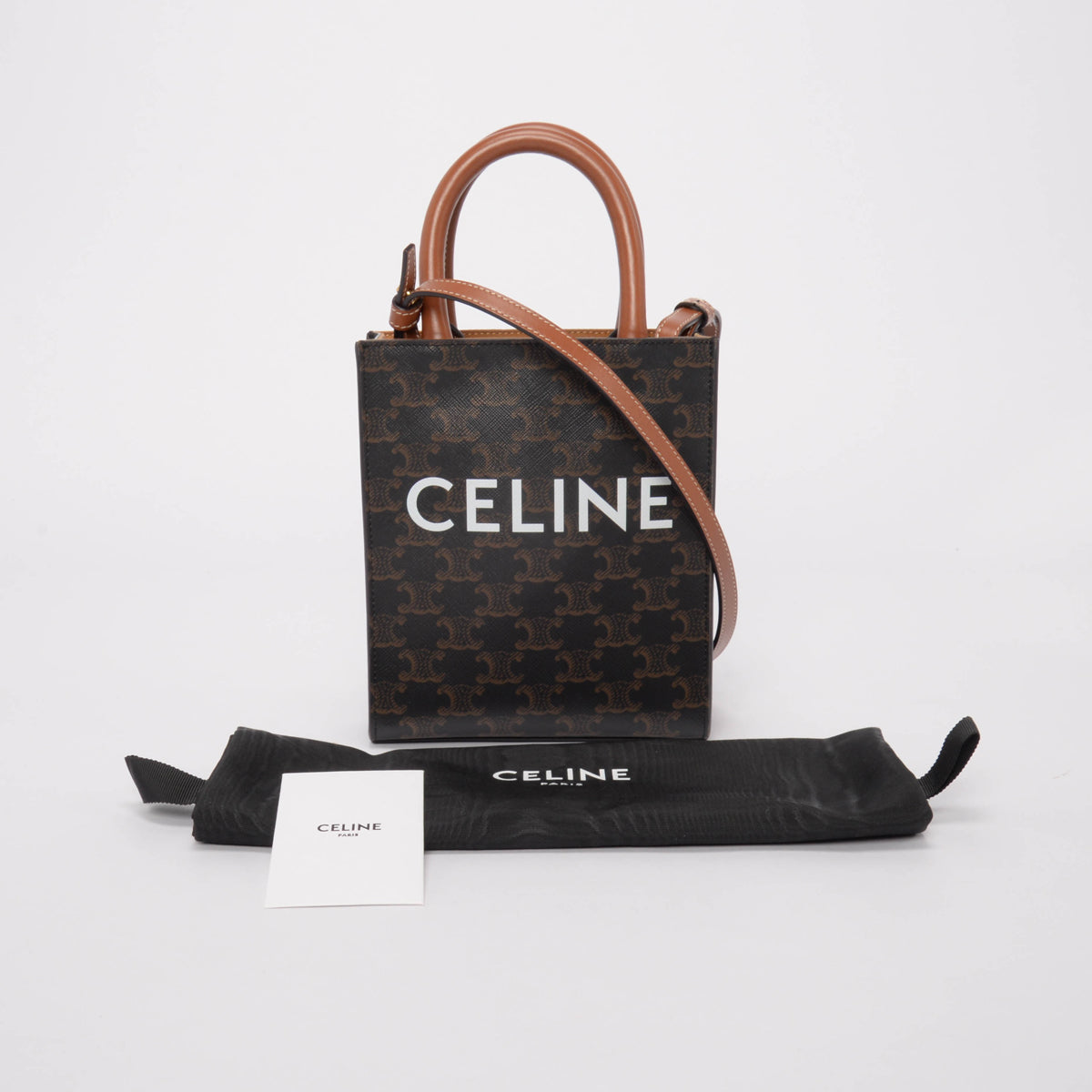 Celine Tan Triomphe Canvas Mini Vertical Cabas Tote