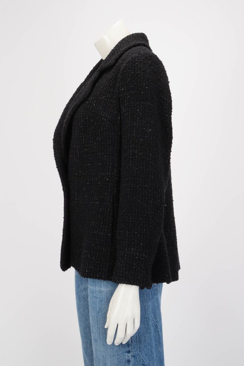 Chanel Black Boucle Tweed Single Breasted Blazer FR 50