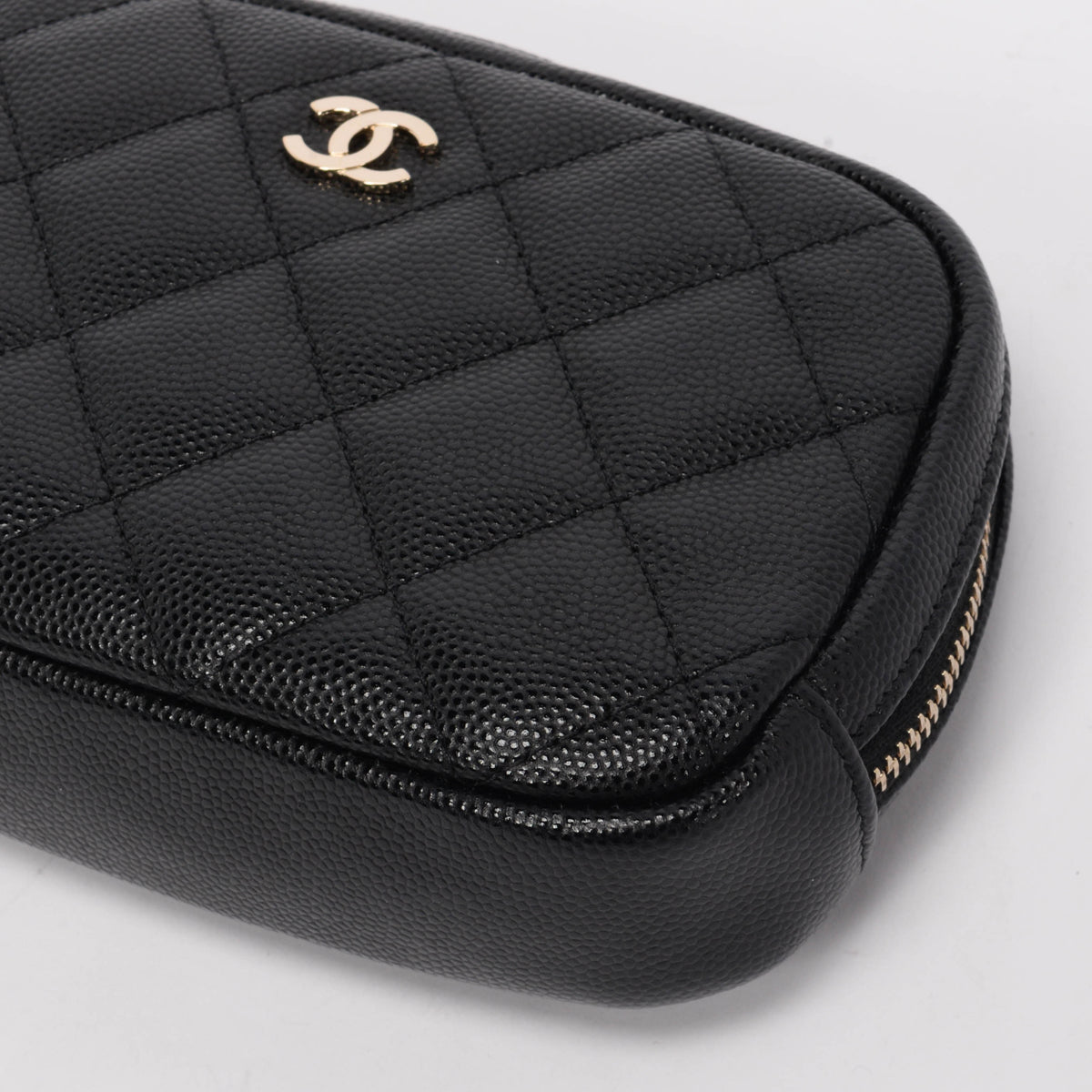 Chanel Black Caviar Small Curvy Cosmetic Case