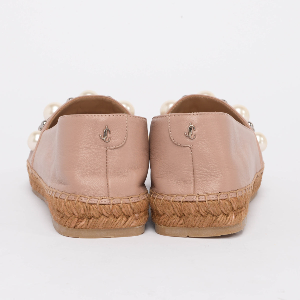 Jimmy Choo Ballet Pink Nappa Leather Dru Pearl Espadrilles 41